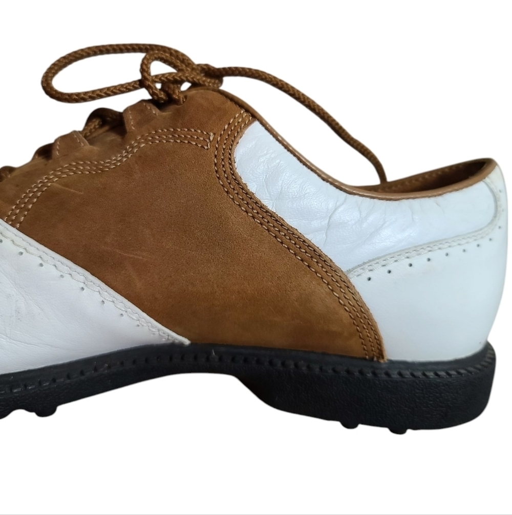 NIKE Zoom Air Golf Sneakers White And Tan Colorblock Spikes 7M - Picture 10 of 14